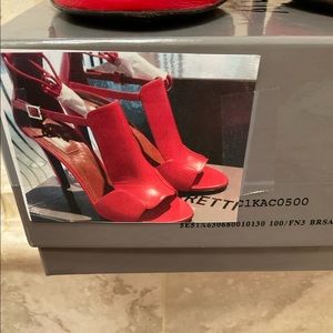 ALBERTA FERRETTI RED SANDALS SIZE 38 WRAP TIES